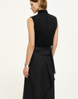 Wrap-Style Wool-Silk Midi Skirt