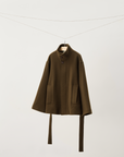 Wool-Cashmere Short Coat in Army Green