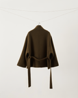 Wool-Cashmere Short Coat in Army Green