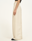 Draped Linen-Blend Wide-Leg Pants