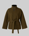 Wool-Cashmere Short Coat in Army Green