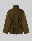 Wool-Cashmere Short Coat in Army Green