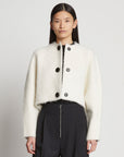 Brushed Wool-Alpaca Crewneck Knit Cardigan