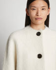 Brushed Wool-Alpaca Crewneck Knit Cardigan