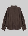 Linen Knot-Detail Long-Sleeve Shirt