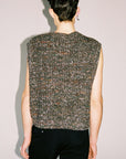 V-Neck Speckled Chunky Knit Cropped Vest