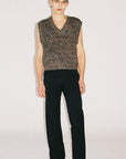 V-Neck Speckled Chunky Knit Cropped Vest