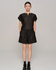 Xiangyun Silk Mandarin-Collar Blouse