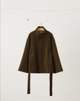 Wool-Cashmere Short Coat in Army Green