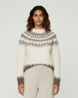 Pull duveteux en laine d'alpaga Fair Isle