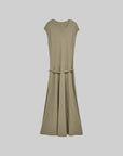 Belted Midi Casual Cotton Dress