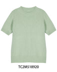 Mint Green Wool-Cashmere Short-Sleeve Knit Top