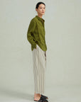 Silk-Linen Point Collar Shirt