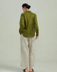 Silk-Linen Point Collar Shirt